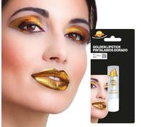 FIESTAS GUIRCA | Pintalabios Oro para Disfraces - Maquillaje Metálico para Halloween, Fin de Año y Fiestas Temáticas - Pintura Labial para Todos los Usuarios - Oro