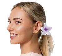 FIESTAS GUIRCA | Pinza de Flor para el Pelo Blanca/Lila (8 cm) - Accesorio de Disfraz para Fiestas de Verano - Ideal para Celebraciones Hawaianas y Tropicales - Niñas y Adultas - Blanco/Lila