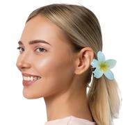 FIESTAS GUIRCA | Pinza de Flor para el Pelo Turquesa (8 cm) - Accesorio de Disfraz para Fiestas de Verano - Ideal para Celebraciones Hawaianas y Tropicales - Niñas y Adultas - Azul