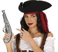 FIESTAS GUIRCA | Pistola Archibugio Giocattolo Argento (30 cm) - Arma di Fuoco Finta per Costume da Pirata - Accessorio per Feste in Maschera, Halloween e Carnevale - per Bambini e Adulti - Argento