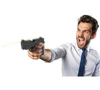 FIESTAS GUIRCA | Pistola de Gomas Elásticas (17 cm) - Arma de Juguete para Disfraces de Vaquero, Policía y Aventuras del Viejo Oeste - Accesorio para Halloween y Carnaval - Todos los Usuarios - Negro