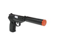 FIESTAS GUIRCA | Pistola de Juguete con Silenciador (25 cm) - Accesorio para Disfraz de Policía, Militar o Ladrón - Ideal para Halloween, Carnaval y Fiestas de Disfraces - Negro