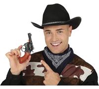 FIESTAS GUIRCA | Pistola de Juguete Negra y Marrón (18 cm) - Accesorio para Disfraz de Policía y Ladrón - Ideal para Halloween, Carnaval y Fiestas de Disfraces - Para Niños y Adultos - Negro Marrón