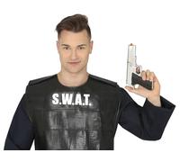 FIESTAS GUIRCA | Pistola Plateada de Mentira (24 cm) - Accesorio para Disfraz de Policía, Militar, Ladrón, Vaquero, Carnaval, Halloween y Fiestas Temáticas - Hombre Mujer Niño Niña - Plata