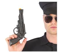 Pistola police juguete niño plástico I 27 cm negro disfraz I accesorio policía I Halloween Cosplay Carnaval