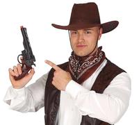 FIESTAS GUIRCA | Pistola Vaquero Negra de Mentira (28 cm) - Accesorio para Disfraz de Cowboy, Policía, Ladrón, Sheriff, Texas, Viejo Oeste, Carnaval y Halloween - Adulto Infantil - Negro