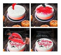 FIESTAS GUIRCA | Plantilla Decorativa para Pasteles Happy Halloween (25 cm) - Molde de Decoración de Mesa para Halloween y Fiestas Temáticas - Ideal para Celebraciones y Eventos - Blanco