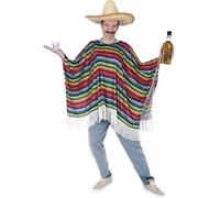 FIESTAS GUIRCA | Poncho Mexicano Multicolor Adulto (Talla Única) - Disfraz de Mariachi y Charro para Fiestas Temáticas, Carnaval y Halloween - Ideal para Hombres y Mujeres - Multicolor