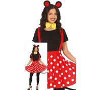 FIESTAS GUIRCA Precioso Disfraz de Ratonita Mujer - Diadema con Orejas de Ratón y Vestido de Lunares Rojos - Disfraces de Ratonita para Mujer Talla M