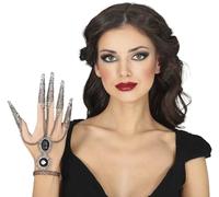 FIESTAS GUIRCA | Pulsera con Uñas Metálicas (Talla Única) - Accesorio de Joyería para Disfraz de Vampiro, Gótica y Halloween - Ideal para Mujer - Negro