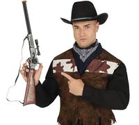 FIESTAS GUIRCA | Rifle de Juguete con Mira (64 cm) - Accesorio para Disfraz de Vaquero del Viejo Oeste y Fiestas Temáticas - Ideal para Halloween y Carnaval - Para Niños y Adultos - Negro y Marrón