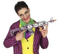 FIESTAS GUIRCA | Rifle de Asalto Crazy Buffon (62 cm) - Arma de Juguete para Disfraz de Superhéroes y Villanos, Juglar y Halloween - Ideal para Fiestas de Disfraces - Morado