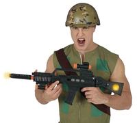 FIESTAS GUIRCA | Rifle de Asalto de Juguete con Luz y Sonido (70 cm) - Arma de Fuego de Juguete para Disfraz de Militar y Soldado - Ideal para Halloween, Carnaval y Fiestas de Disfraces