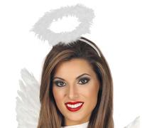 Fiestas Guirca – Diadema Ángel Plumas Blancas – Accesorio de disfraz Talla Única – Blanco