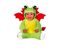 Fiestas Guirca - Disfraz Dragón bebé (18-24 meses) - Mono, capucha, alas y cola - Verde y rojo