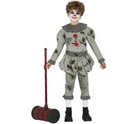 FIESTAS GUIRCA | Disfraz Payaso Terrorífico Infantil Chico - Gris y Rojo
