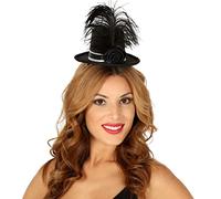 FIESTAS GUIRCA, S.L. Mini sombrero de copa negro y rosa brillante plumas mujer