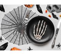 FIESTAS GUIRCA | Salvamantel Telaraña Negro (38 cm) - Decoración de Mesa para Fiestas de Halloween Terroríficas - Ideal para Celebraciones de Miedo - Negro