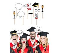 FIESTAS GUIRCA | Set de 10 Figuras para Photocall de Graduación - Decoración de Fiesta para Graduados y Celebraciones de Verano - Accesorios Divertidos para Fiestas Temáticas - Multicolor