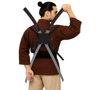 FIESTAS GUIRCA | Set de 2 Espadas Samurai para Espalda (95 cm) - Accesorio de Disfraz de Guerrero Japonés para Halloween y Carnaval - Ideal para Cosplay y Fiestas Temáticas - Juguete - Negro