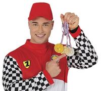 FIESTAS GUIRCA | Set de 3 Medallas Deportivas Oro, Plata y Bronce (7 cm) - Accesorio de Joyería para Fiestas y Celebraciones Deportivas - Ideal para Competiciones y Eventos - Oro, Plata, Bronce