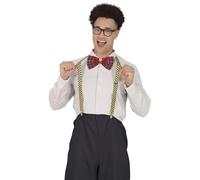 FIESTAS GUIRCA | Set de Accesorios Nerd con Gafas, Pajarita y Tirantes - Conjunto para Disfraz de Estilo Años '50 y Culturas del Mundo - Ideal para Fiestas y Celebraciones - Adulto Unisex - Multicolor
