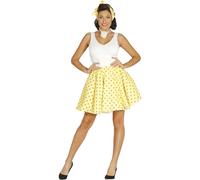 Fiestas Guirca Disfraz Pin Up Años 50 - Set Falda y Pañuelo Topos Amarillo (42-44/L)