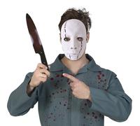 FIESTAS GUIRCA | Set Máscara de Asesino con Cuchillo de Juguete - Accesorio de Disfraz para Halloween y Fiestas de Terror - Ideal para Adultos - Multicolor