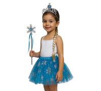 FIESTAS GUIRCA | Set Princesa de los Hielos Infantil - Diadema, Tutu, Trenza y Varita - Accesorios para Disfraz de Princesa de Cuento de Hadas - Ideal para Fiestas de Cumpleaños y Carnaval - Niñas
