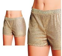 FIESTAS GUIRCA | Shorts de Lentejuelas Oro (42-44) - Pantalones Brillantes para Disfraz de Años '70 y Fiestas Temáticas - Ideal para Mujer Adulta - Oro