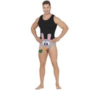 FIESTAS GUIRCA | Slip Conejo - Calzoncillo Divertido para Despedida de Soltero y Fiestas - Accesorio de Disfraz para Celebraciones y Eventos - Ideal para Bachelor Party - Para Hombre Adulto - Gris