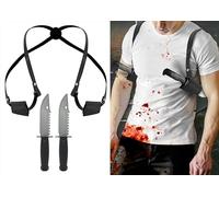 FIESTAS GUIRCA | Sobaquera con 2 Cuchillos de Juguete - Accesorio de Disfraz para Halloween y Fiestas de Militares - Ideal para Cosplay y Carnaval - Todos los Usuarios - Multicolor