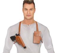 FIESTAS GUIRCA - Fondina a Spalla, Borsa in similpelle Marrone per adulti, accessorio per travestimenti - Cosplay per Carnevale - Tema: