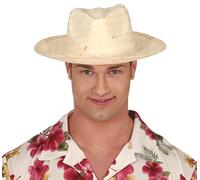 FIESTAS GUIRCA | Sombrero de Paja Natural (Talla Única) - Accesorio de Verano para Fiestas Hawaianas y Graduaciones - Ideal para Adultos Unisex en Celebraciones de Playa y Verano - Natural