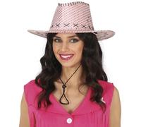 FIESTAS GUIRCA | Sombrero Vaquero con Lentejuelas (Talla Única) - Accesorio de Disfraz para Fiestas de Vaqueros y Despedidas de Soltero - Ideal para Adultos Unisex - Rosa