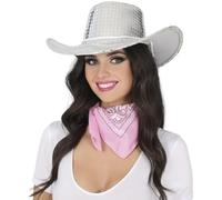 FIESTAS GUIRCA | Sombrero Vaquero Plata Disco 80 - Accesorio de Disfraz para Fiestas de Cowboy y Temáticas del Viejo Oeste - Ideal para Adultos Unisex en Halloween y Carnaval - Plata
