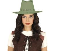 FIESTAS GUIRCA | Sombrero Vaquero (Talla Única) - Accesorio de Disfraz Cowboy para Fiestas del Viejo Oeste, Texas y Carnaval - Ideal para Halloween y Celebraciones Temáticas - Verde