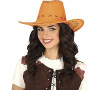 Fiestas Guirca Sombrero vaquero simil-piel, talla única, accesorio de disfraz - Naranja