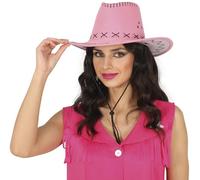 FIESTAS GUIRCA | Sombrero Vaquero Simil-Piel (Talla Única) - Accesorio de Disfraz para Fiestas del Viejo Oeste, Texas y Carnaval - Ideal para Cosplay y Halloween - Para Adultos Unisex - Rosa