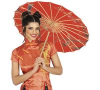 FIESTAS GUIRCA | Sombrilla Japonesa Roja (82 cm) - Accesorio de Disfraz para Fiestas Temáticas, Cosplay y Carnaval - Ideal para Eventos de Cultura Asiática y Celebraciones - Todos los Usuarios - Rojo