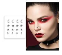 FIESTAS GUIRCA | Sticker Jewel Face Falso Piercing Plateado - Pegatinas de Uñas y Joyas Faciales para Halloween, Carnaval y Fiestas de Disfraces - Accesorio de Maquillaje para Mujer Adulta - Plata