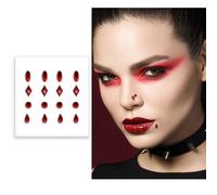FIESTAS GUIRCA | Sticker Jewel Face Falso Piercing Rojo - Pegatinas de Uñas y Joyas Faciales para Halloween, Carnaval y Fiestas de Disfraces - Accesorio de Maquillaje para Mujer Adulta - Rojo
