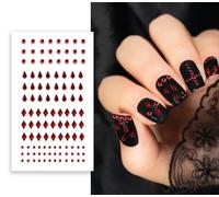 FIESTAS GUIRCA | Sticker Uñas Rojo (6x9 cm) - Pegatinas para Decoración de Uñas - Maquillaje de Halloween y Fiestas de Disfraces - Ideal para Mujer Adulta- Rojo