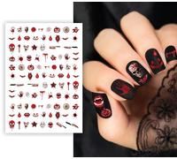 FIESTAS GUIRCA | Stickers para Uñas Sangrientas (10x7 cm) - Pegatinas de Uñas para Halloween y Fiestas de Disfraces - Decoración de Uñas Postizas - Ideal para Celebraciones y Eventos - Multicolor