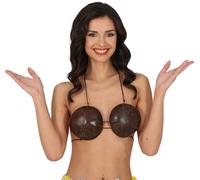 FIESTAS GUIRCA | Sujetador de Cocos Hawaiano - Top de Fiesta para Verano y Graduaciones - Accesorio de Disfraz para Fiestas Temáticas de Hawai y Celebraciones de Verano (Mujer Adulta) - Marrón