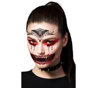 FIESTAS GUIRCA | Tatuaje Cara Vampiro Multicolor (30x13 cm) - Maquillaje y FX para Halloween, Carnaval y Fiestas de Disfraces - Ideal para Adultos y Niños- Multicolor