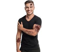 FIESTAS GUIRCA | Tatuaje de Heridas con Gusanos (30x13 cm) - Maquillaje y FX para Halloween, Carnaval y Fiestas de Disfraces - Zombies y Vampiros