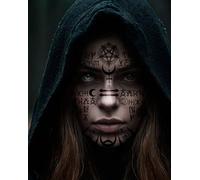 FIESTAS GUIRCA | Tatuaje Facial Satánico (30x13cm) - Maquillaje FX para Disfraces de Demonio y Halloween - Tatuajes Temporales para Fiestas de Terror y Cosplay - Todos los Usuarios - Negro