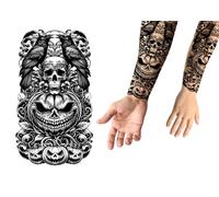 FIESTAS GUIRCA | Tatuaje Killer Pumpkin (14x30cm) - Maquillaje FX para Halloween y Fiestas de Disfraces - Tatuajes Temporales para Todos - Negro