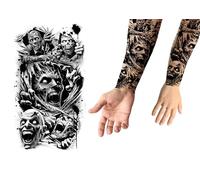 FIESTAS GUIRCA | Tatuaje Zombie (14x30cm) - Maquillaje FX para Disfraces de Terror y Halloween - Tatuajes Temporales para Fiestas de Zombies y Cosplay - Todos los Usuarios - Negro